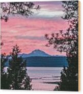 Lassen Peak Mauve Sunset Wood Print