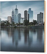 Melbourne Skyline Wood Print