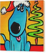 Merry - Holiday Dog Pop Art Wood Print