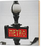 Metro Sign In Paris Wood Print