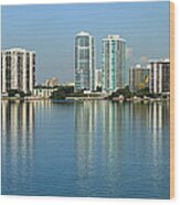 Miami Brickell Skyline Wood Print