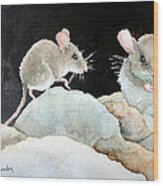 Mice On The Rocks Wood Print
