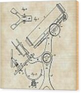 Microscope Patent 1886 - Vintage Wood Print