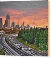 Midtown Atlanta Autumn Sunset Art Wood Print