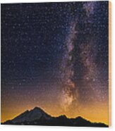 Milky Way Over Mount Baker Wood Print