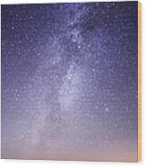 Milky Way Over The Country Lights Wood Print