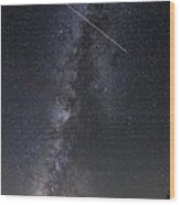 Milky Way Vertical Panorama At Enchanted Rock State Natural Area - Texas Hill Country Wood Print