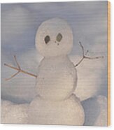 Miniature Snowman Portrait Wood Print