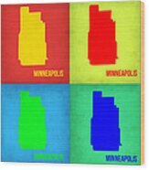 Minneapolis Pop Art Map 1 Wood Print