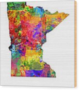 Minnesota Map Wood Print