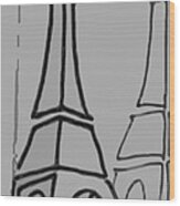 Mirrored Eiffel Tower Wood Print