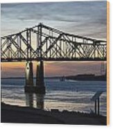 Mississippi River Bridge Natchez Sunset Wood Print