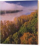 Mist Over The Missouri River Wood Print