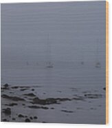 Misty Sails Upon The Water Wood Print