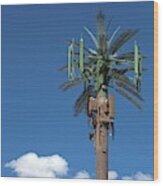 Mobile Phone Communications Tower Wood Print