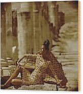 Model In Jerash Wood Print