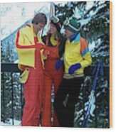 Models Wearing Ski Clothes Wood Print