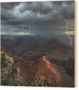 Mohave Point Thunderstorm Wood Print