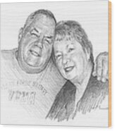 Mom And Dad Pencil Portrait Wood Print