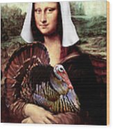 Mona Lisa Thanksgiving Pilgrim Wood Print