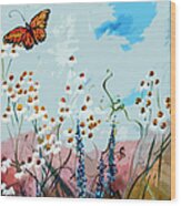 Monarch Butterfly Modern Art Wood Print