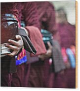 Monk Serving Wood Print