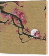 Moon And Plum Wood Print