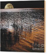 Moon Catching A Glimpse Of Sunset Wood Print