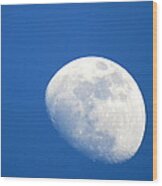 Moon In Blue Wood Print