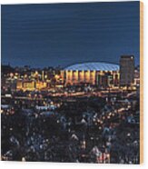 Moon Over The Carrier Dome Wood Print