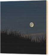 Moon Over The Dunes Wood Print