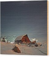 Moonlit Barn Wood Print