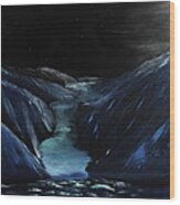 Moonlit Glacier Wood Print