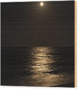 Moon Over Water Wood Print