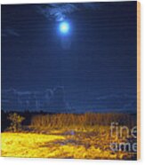 Moonrise Over Rochelle - Landscape Wood Print