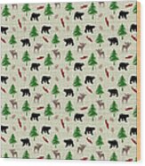 Moose And Bear Pattern Wood Print