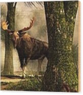 Moose And Squirrel Wood Print