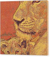 Mother And Cub Wood Print