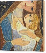 Mother And Golden Haired Child Wood Print