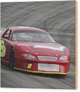 Motorsports-red Race Car Wood Print