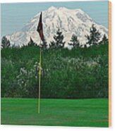 Mount Rainer At Lipoma Firs Wood Print