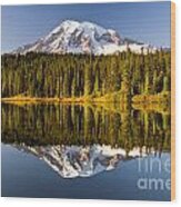 Mount Rainier From Reflection Lakes Wood Print