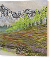 Mountain Meadow Wood Print
