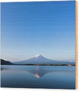 Mt. Fuji Reflected In Lake, Kawaguchiko Wood Print