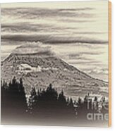 Mt. Rainier Wa In Black And White Wood Print