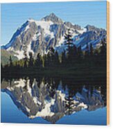 Mt. Shuksan, Silhouettes And Reflection Wood Print