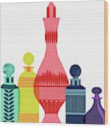 Multicolor Perfume Bottles Wood Print