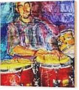 Musician Congas And Brick Wood Print