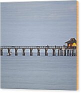 Naples Pier - Early Morning Fishing Wood Print