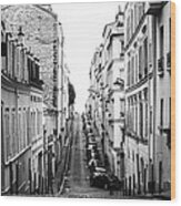 Narrow Montmartre Cobbled Street Wood Print